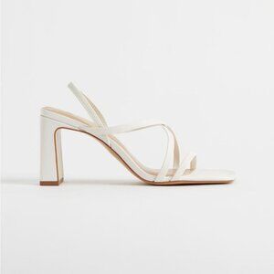 H&M White Square Toe Heeled Sandals